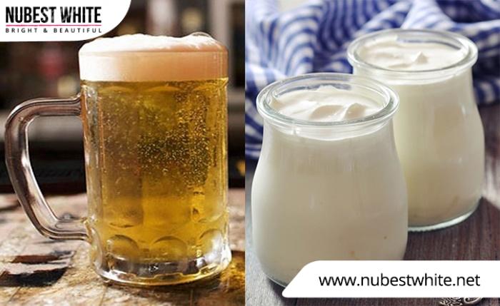 Bia và sữa chua dưỡng trắng da mặt hiệu quả